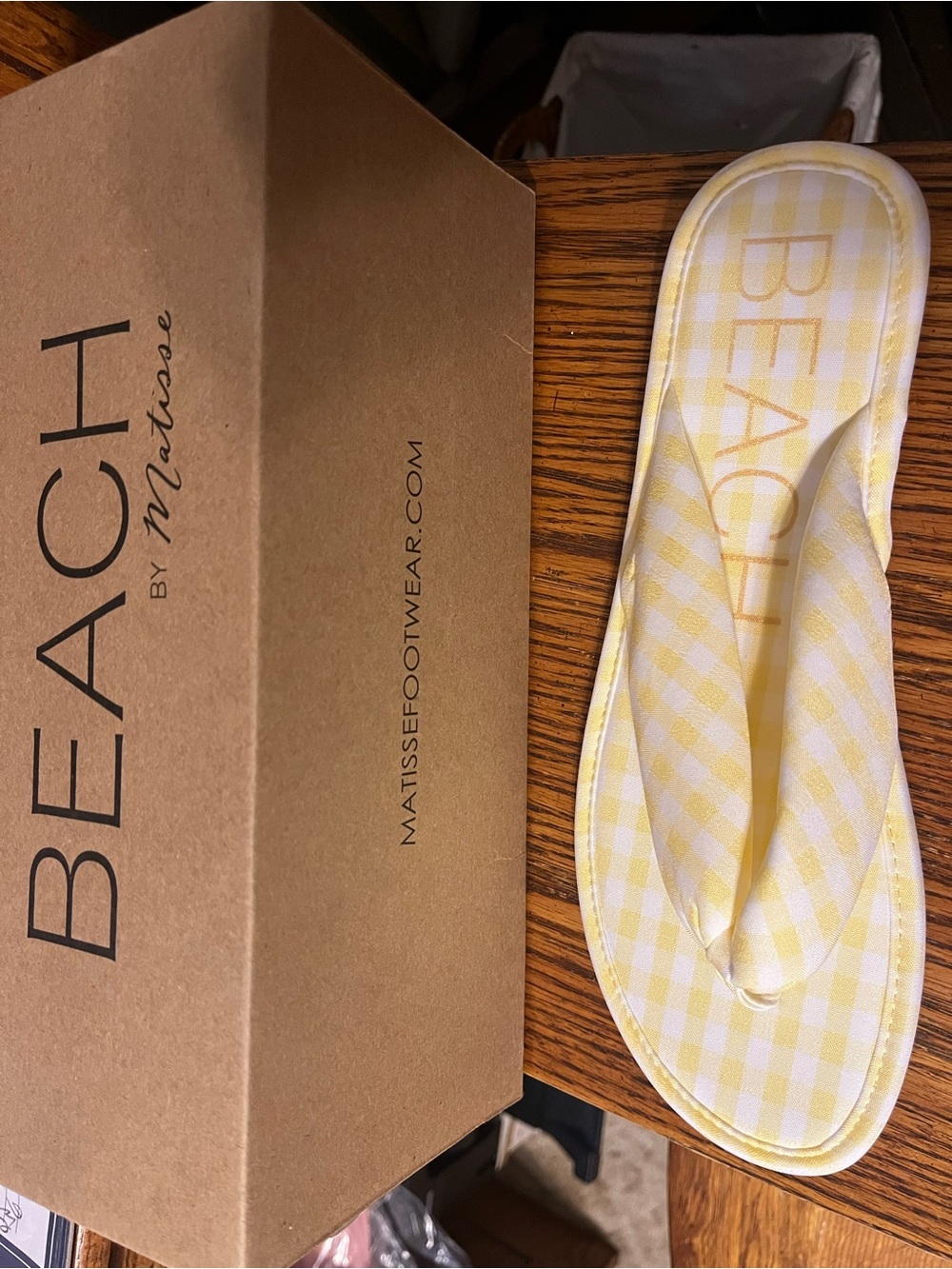 BEACH by Matisse Yellow Gingham Flip Flop Sandals